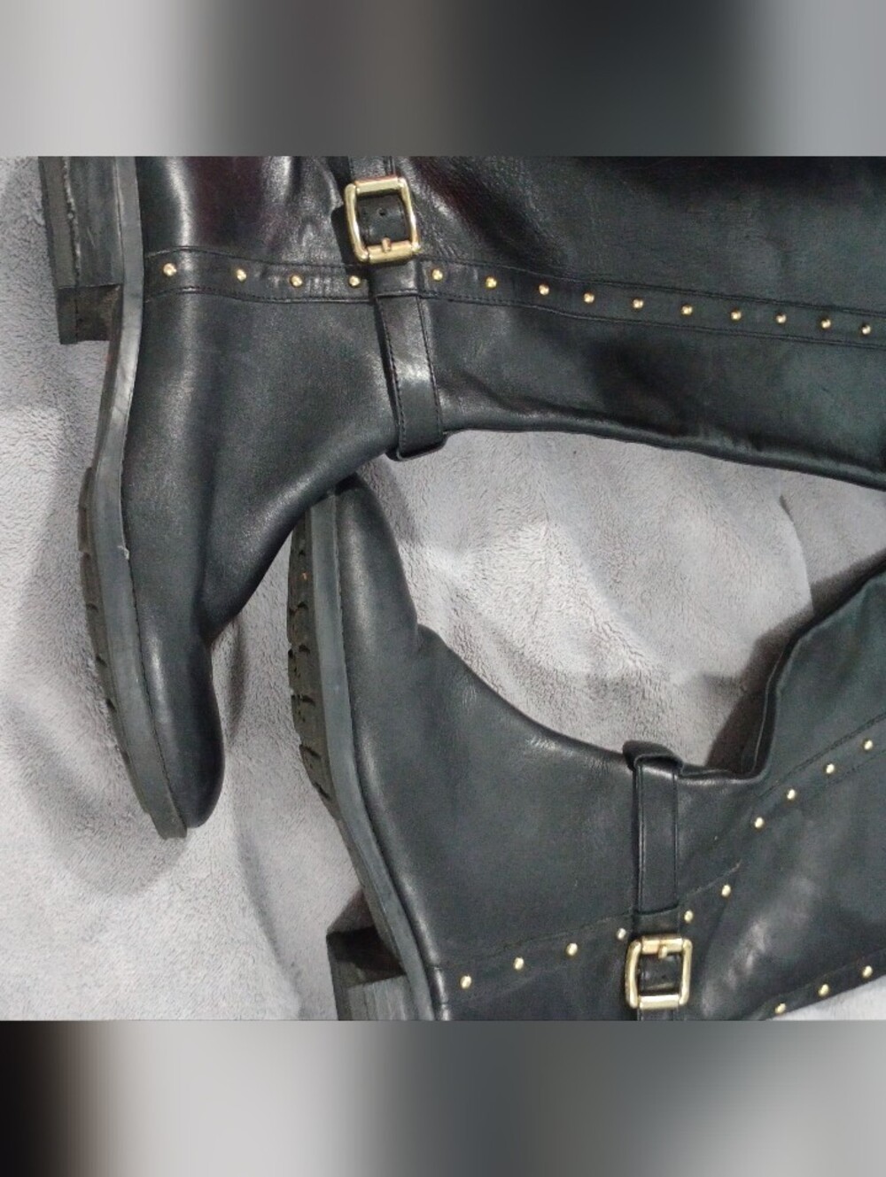 Black Studded Knee High Boots